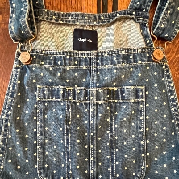 Gap overalls shorts polka dot blue white denim NWOT Big Girls Size XXL 16 18 - Picture 4 of 8